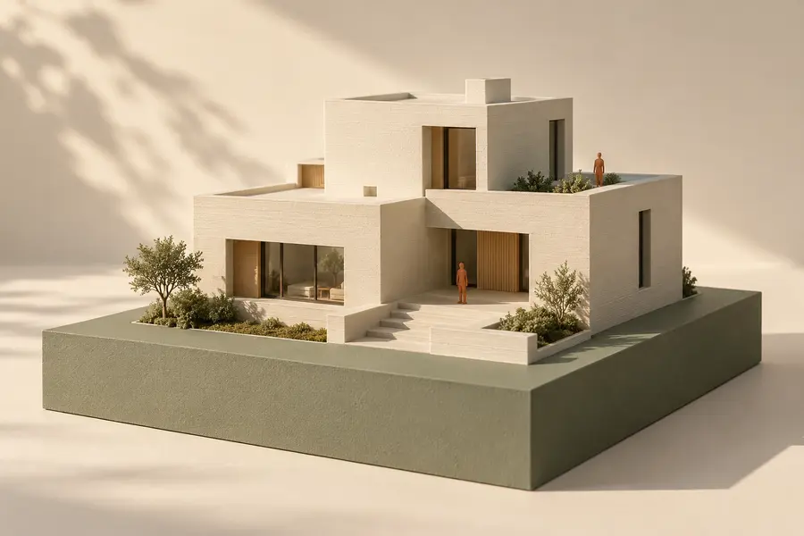 تصوّر لمجسّم معماري على قاعدة مصمتة